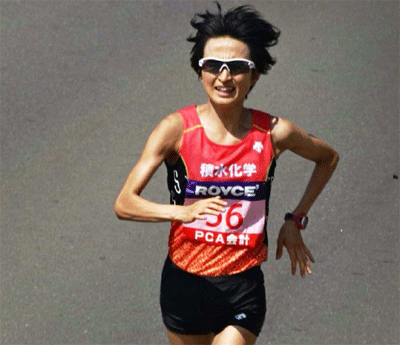 馬場選手　31km地点で小俣選手が激写!!