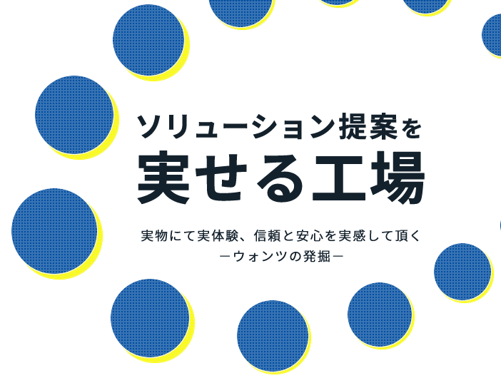 ソリューション提案を実せる工場 実物にて実体験、信頼と安心を実感して頂く －ウォンツの発掘－