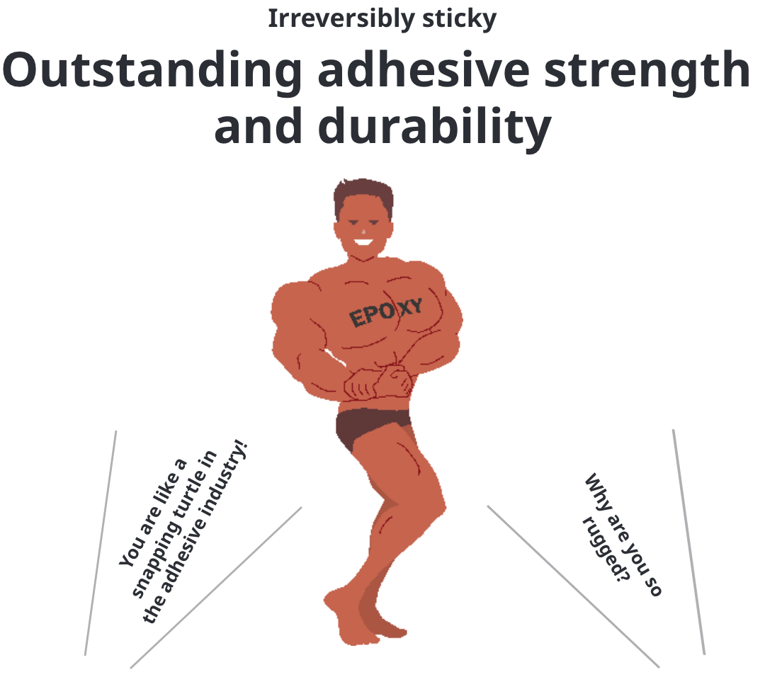 Outstanding adhesive strength and durability