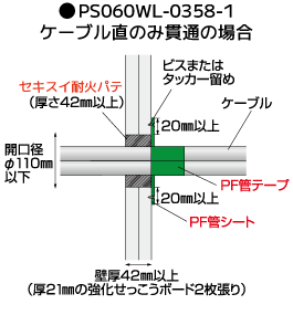 標準施工図 認定番号:PS060WL-0358 ケーブル直