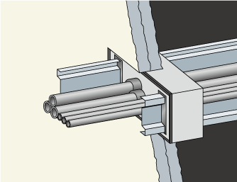 ケーブルラック・バスダクト貫通用プロセレクト 認定番号:PS060WL-0530 ALC・コンクリート壁の場合