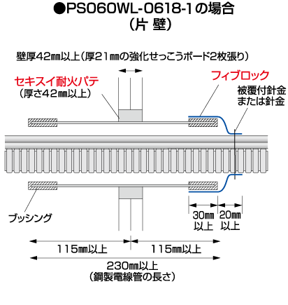 標準施工図 認定番号:PS060WL-0618 片壁