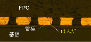 新規異方導電性ペーストの接続構造